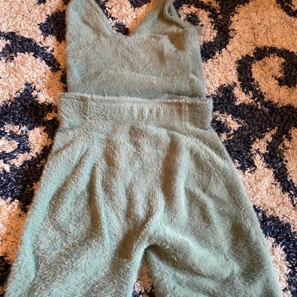 Gymshark Green Fuzzy Jumpsuit-By Whitney Simmons- Gymshark leggings.